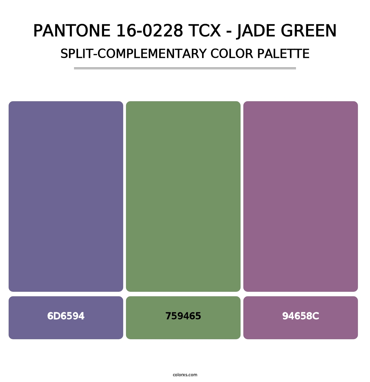 PANTONE 16-0228 TCX - Jade Green - Split-Complementary Color Palette