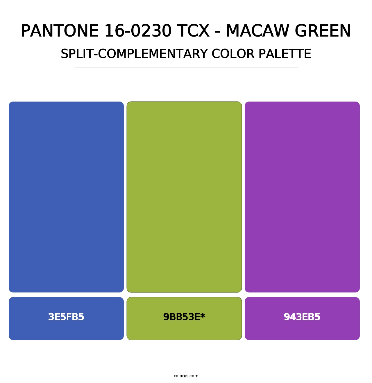 PANTONE 16-0230 TCX - Macaw Green - Split-Complementary Color Palette