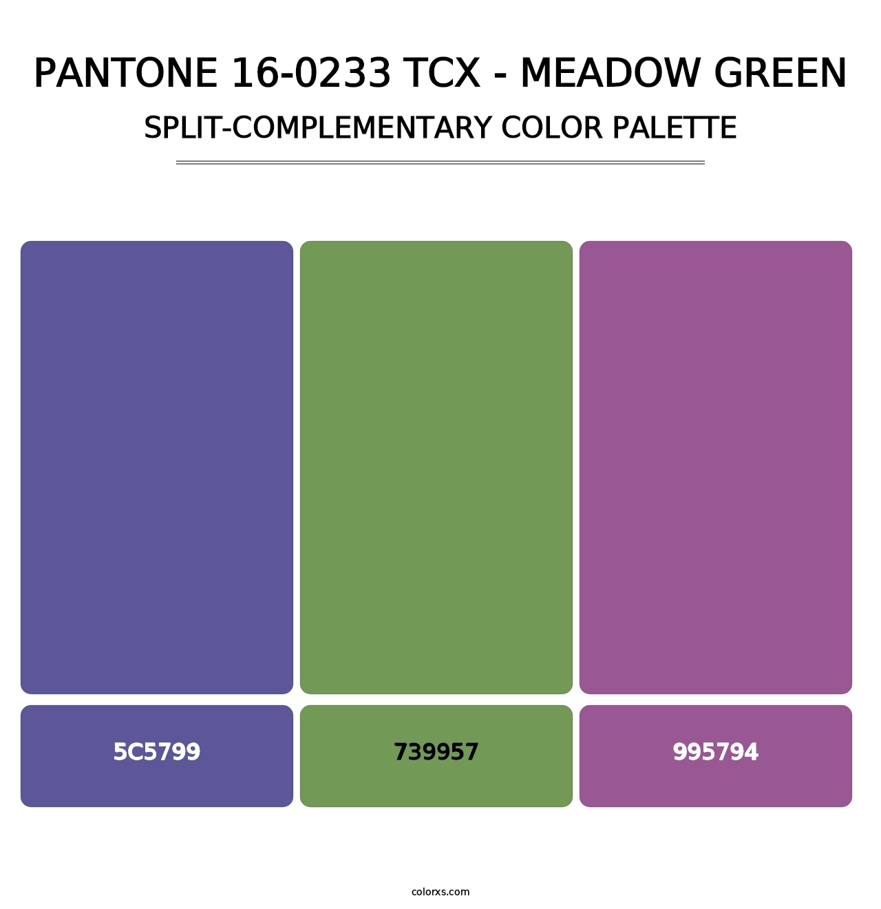 PANTONE 16-0233 TCX - Meadow Green - Split-Complementary Color Palette