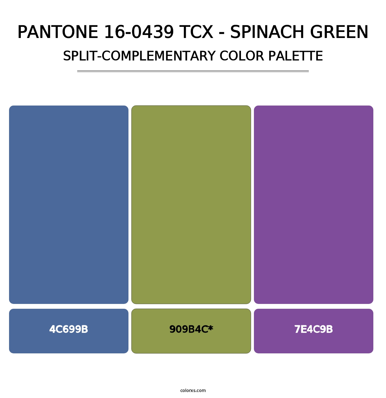 PANTONE 16-0439 TCX - Spinach Green - Split-Complementary Color Palette
