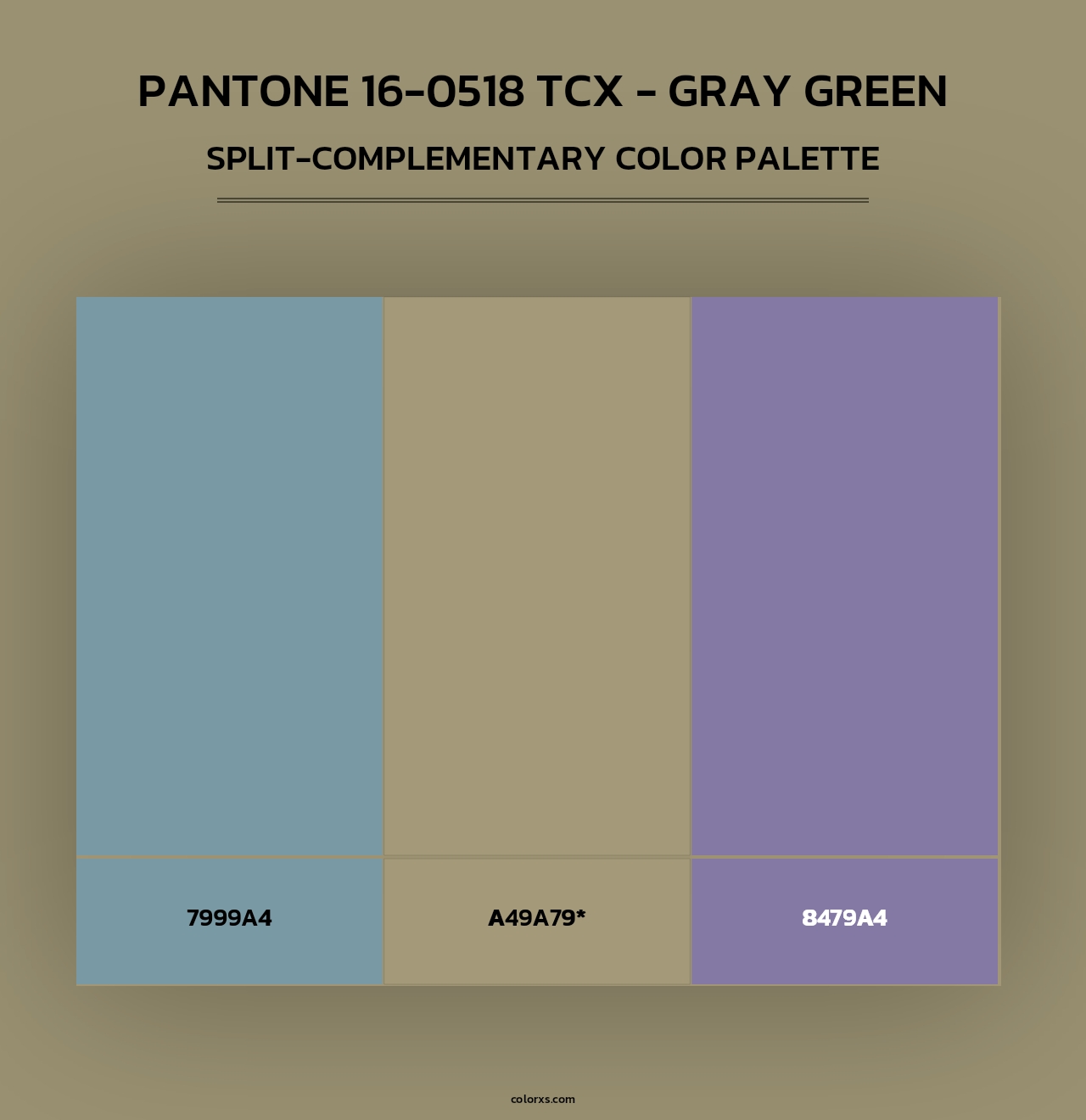 PANTONE 16-0518 TCX - Gray Green - Split-Complementary Color Palette