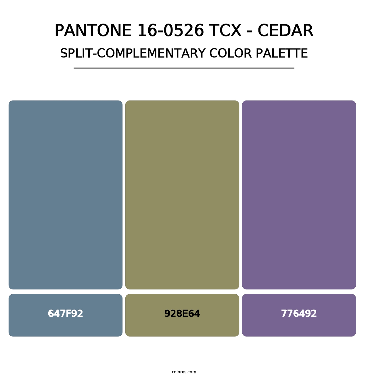 PANTONE 16-0526 TCX - Cedar - Split-Complementary Color Palette