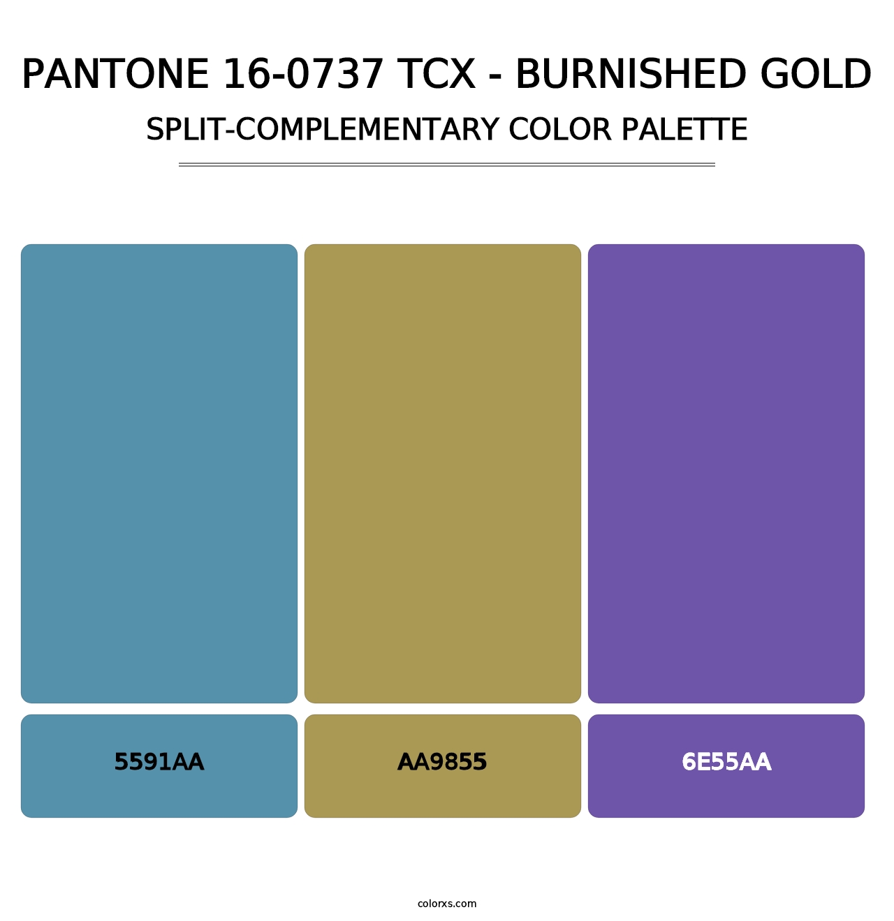 PANTONE 16-0737 TCX - Burnished Gold - Split-Complementary Color Palette