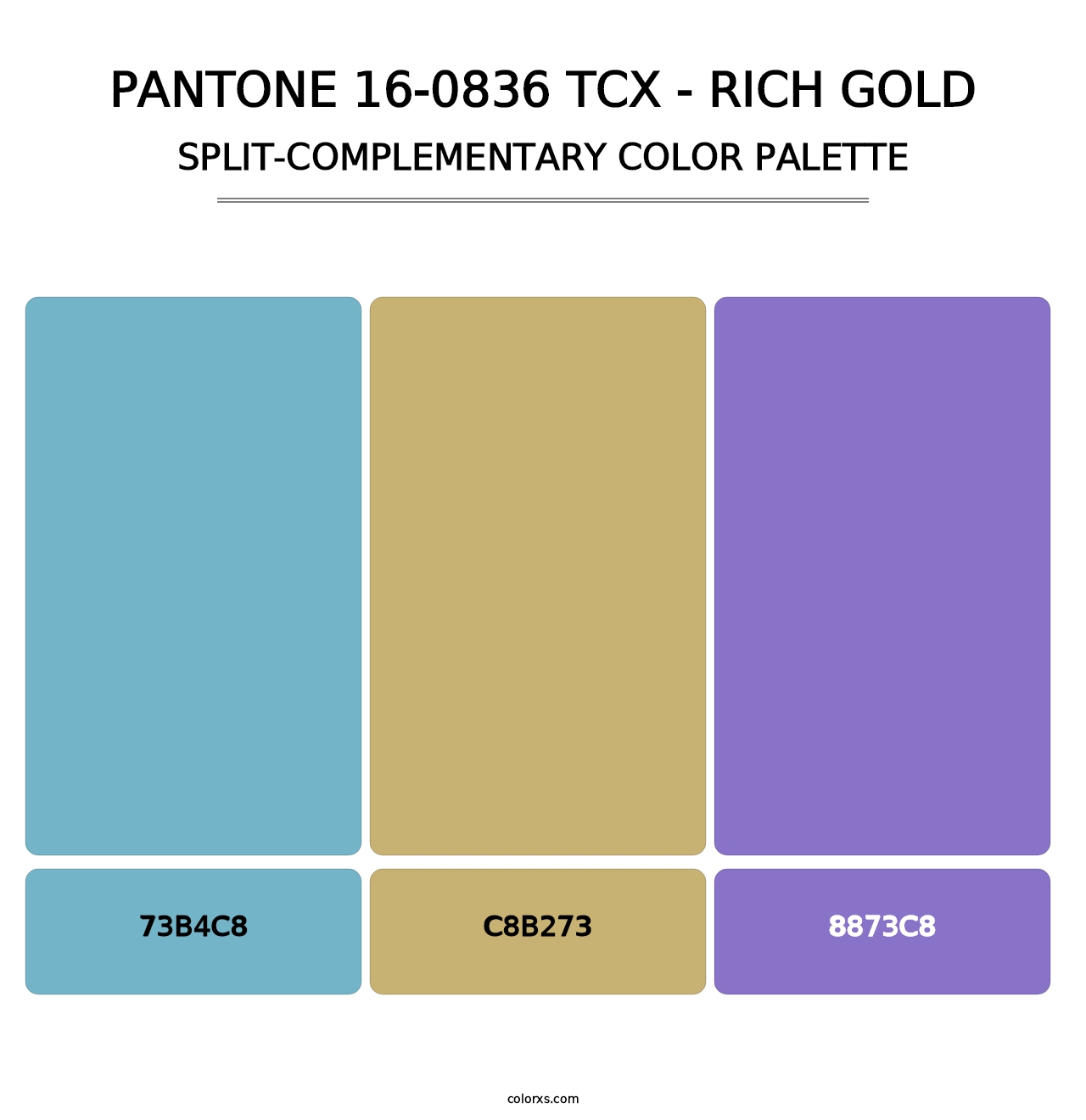 PANTONE 16-0836 TCX - Rich Gold - Split-Complementary Color Palette