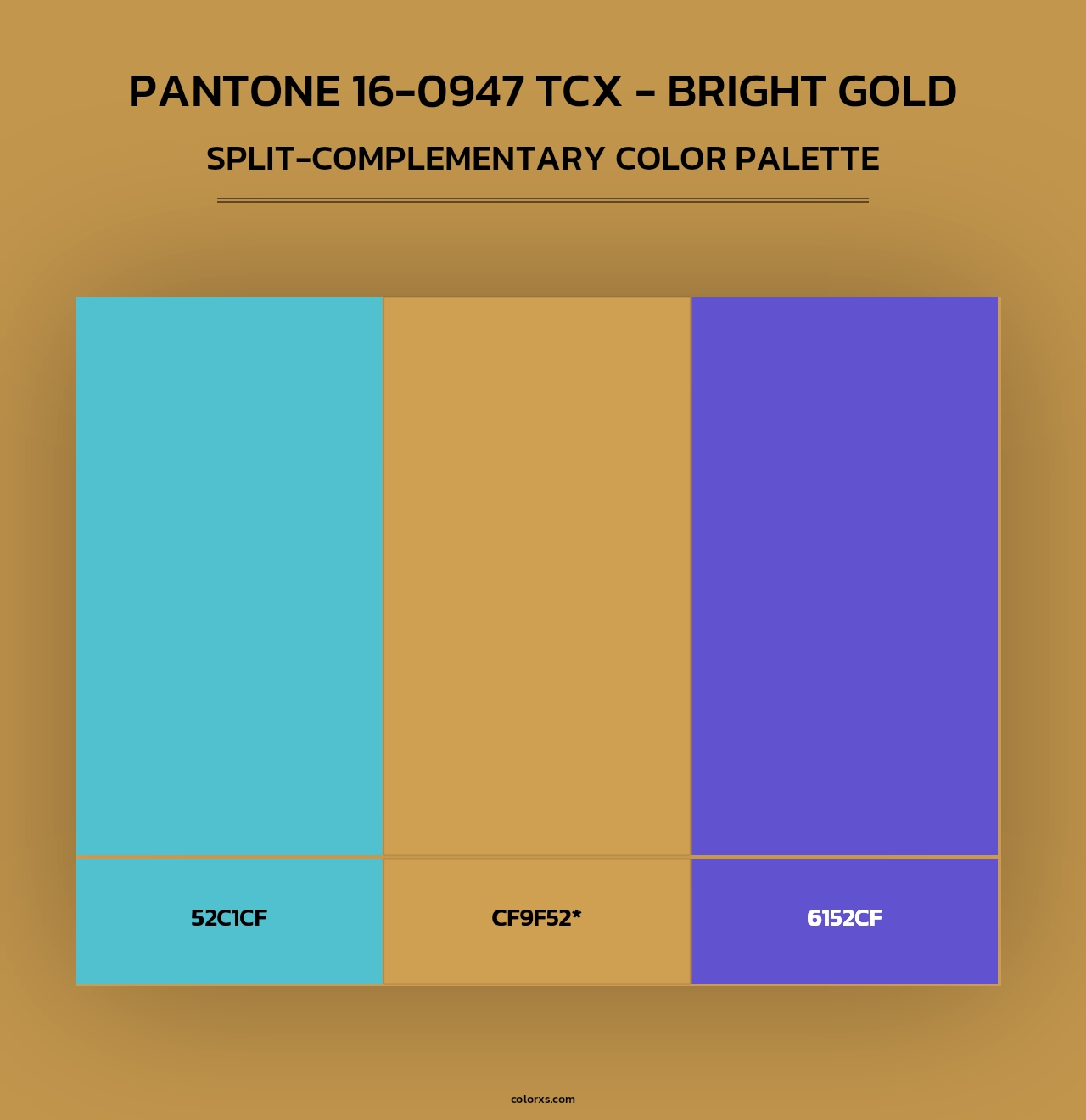 PANTONE 16-0947 TCX - Bright Gold - Split-Complementary Color Palette