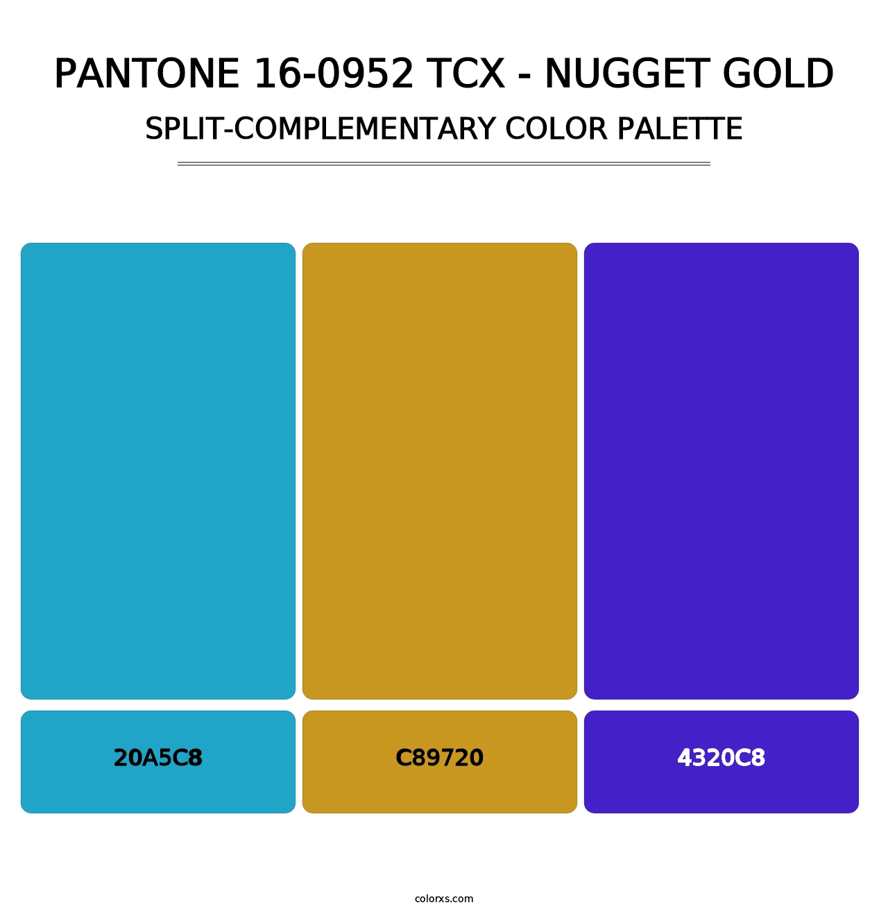 PANTONE 16-0952 TCX - Nugget Gold - Split-Complementary Color Palette