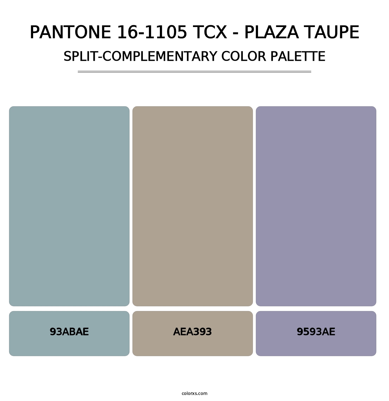 PANTONE 16-1105 TCX - Plaza Taupe - Split-Complementary Color Palette