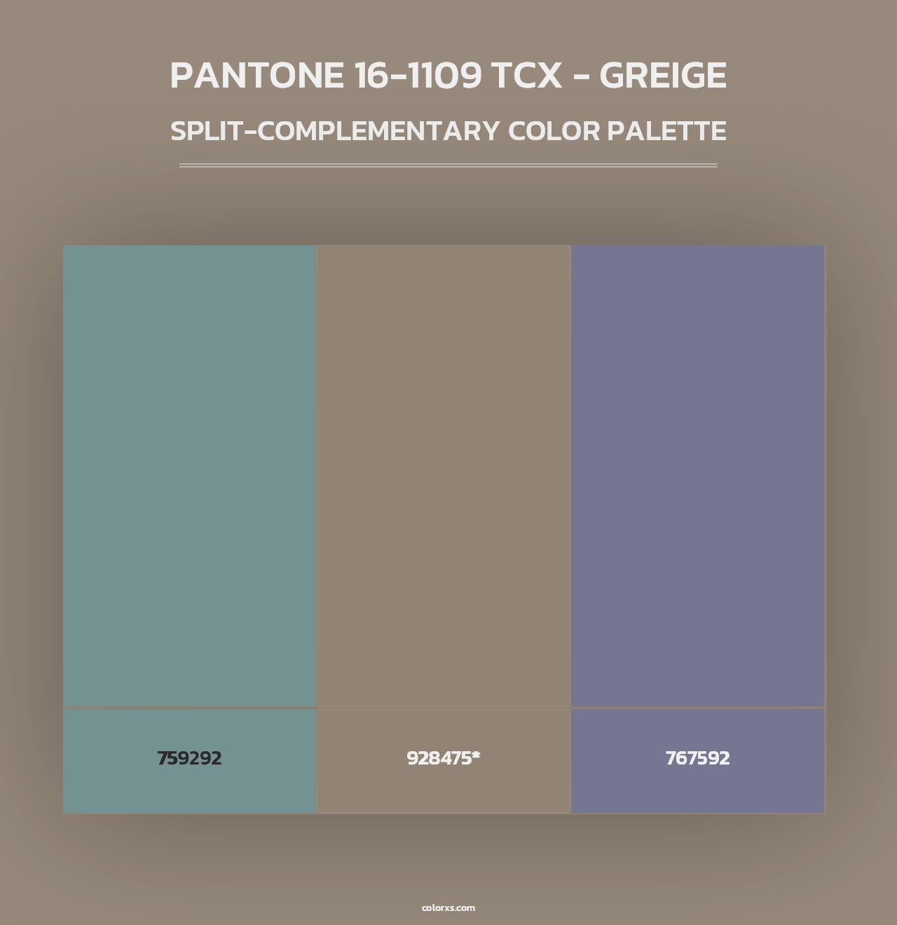 PANTONE 16-1109 TCX - Greige - Split-Complementary Color Palette