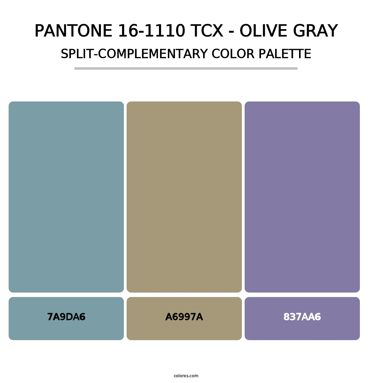 PANTONE 16-1110 TCX - Olive Gray - Split-Complementary Color Palette