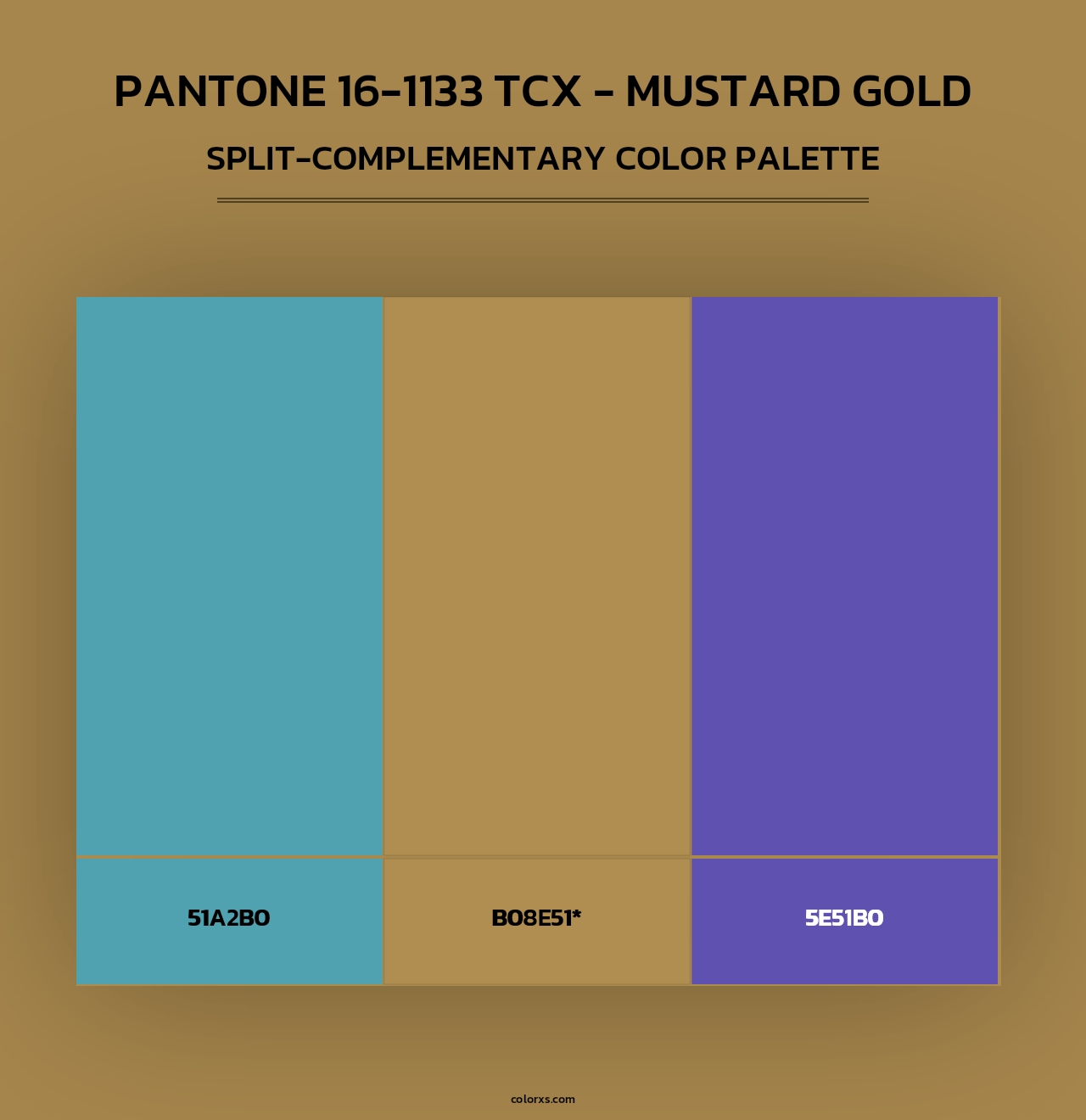 PANTONE 16-1133 TCX - Mustard Gold - Split-Complementary Color Palette