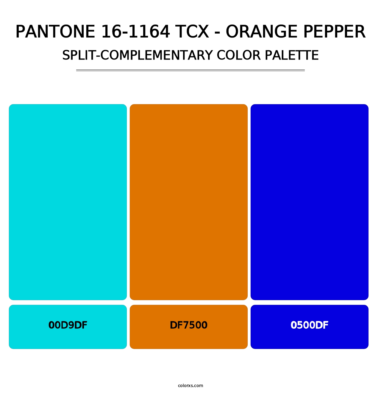 PANTONE 16-1164 TCX - Orange Pepper - Split-Complementary Color Palette