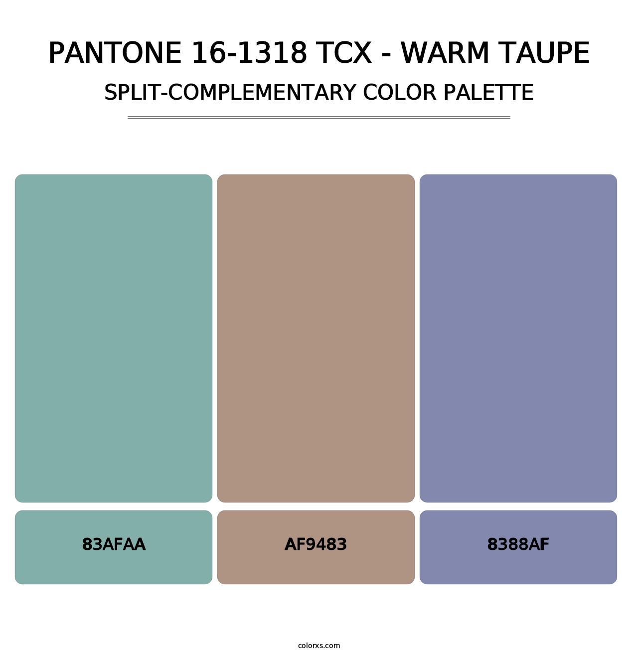 PANTONE 16-1318 TCX - Warm Taupe - Split-Complementary Color Palette