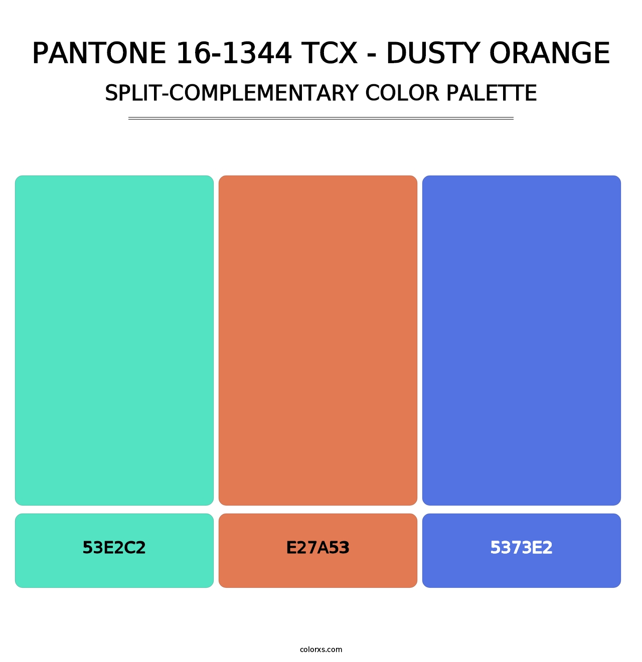 PANTONE 16-1344 TCX - Dusty Orange - Split-Complementary Color Palette