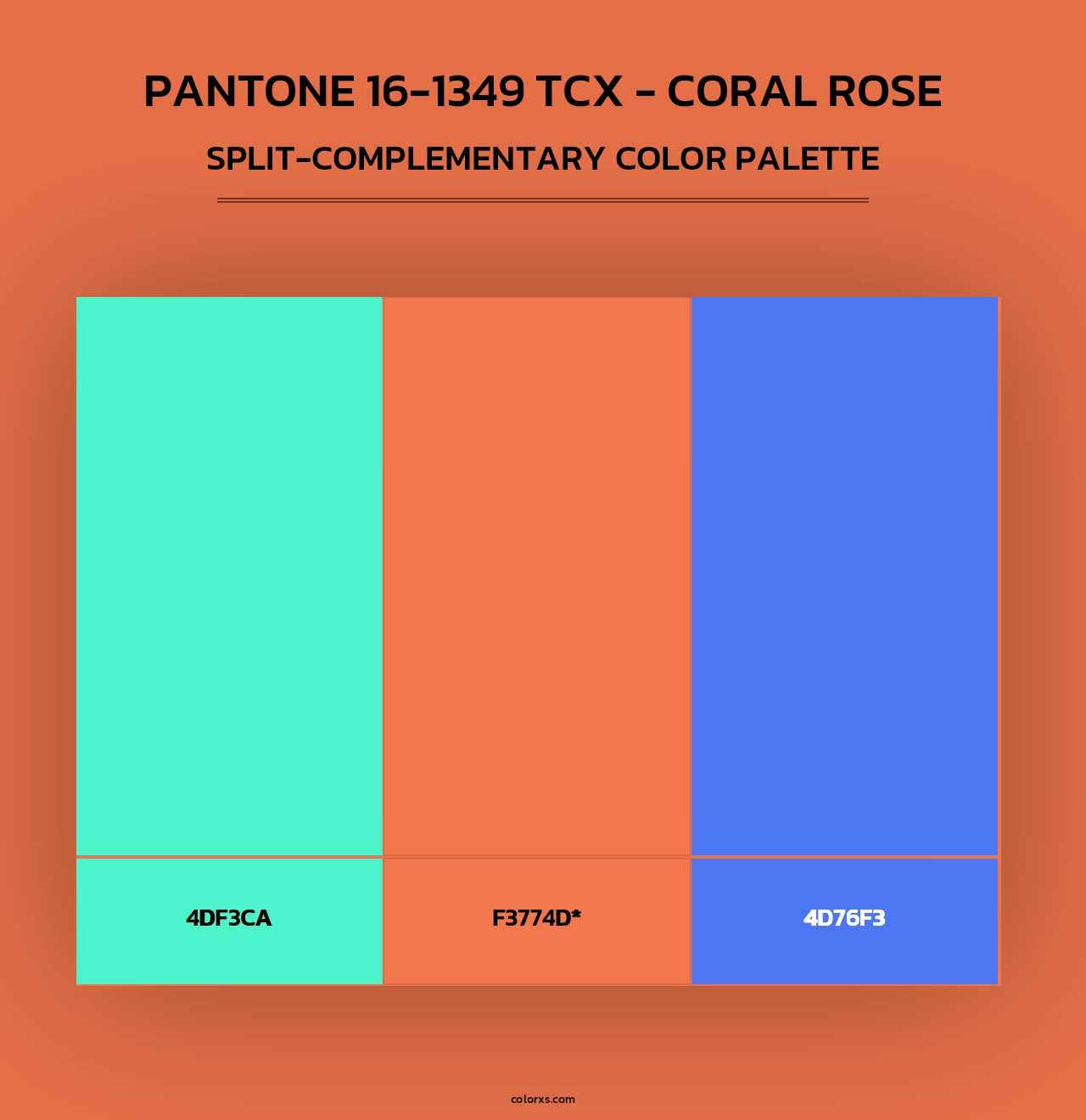 PANTONE 16-1349 TCX - Coral Rose - Split-Complementary Color Palette