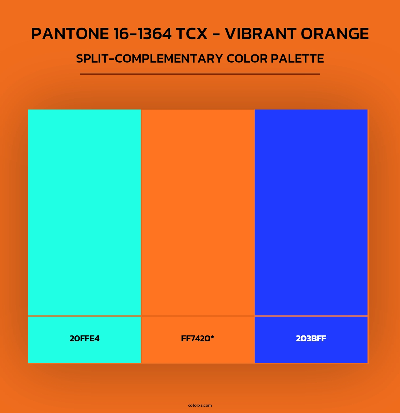 PANTONE 16-1364 TCX - Vibrant Orange - Split-Complementary Color Palette