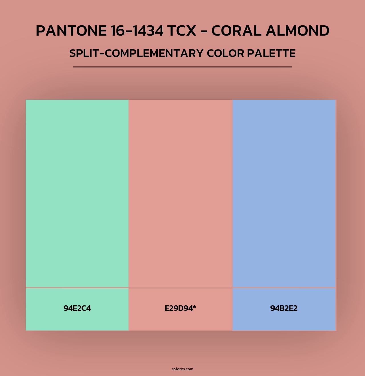 PANTONE 16-1434 TCX - Coral Almond - Split-Complementary Color Palette