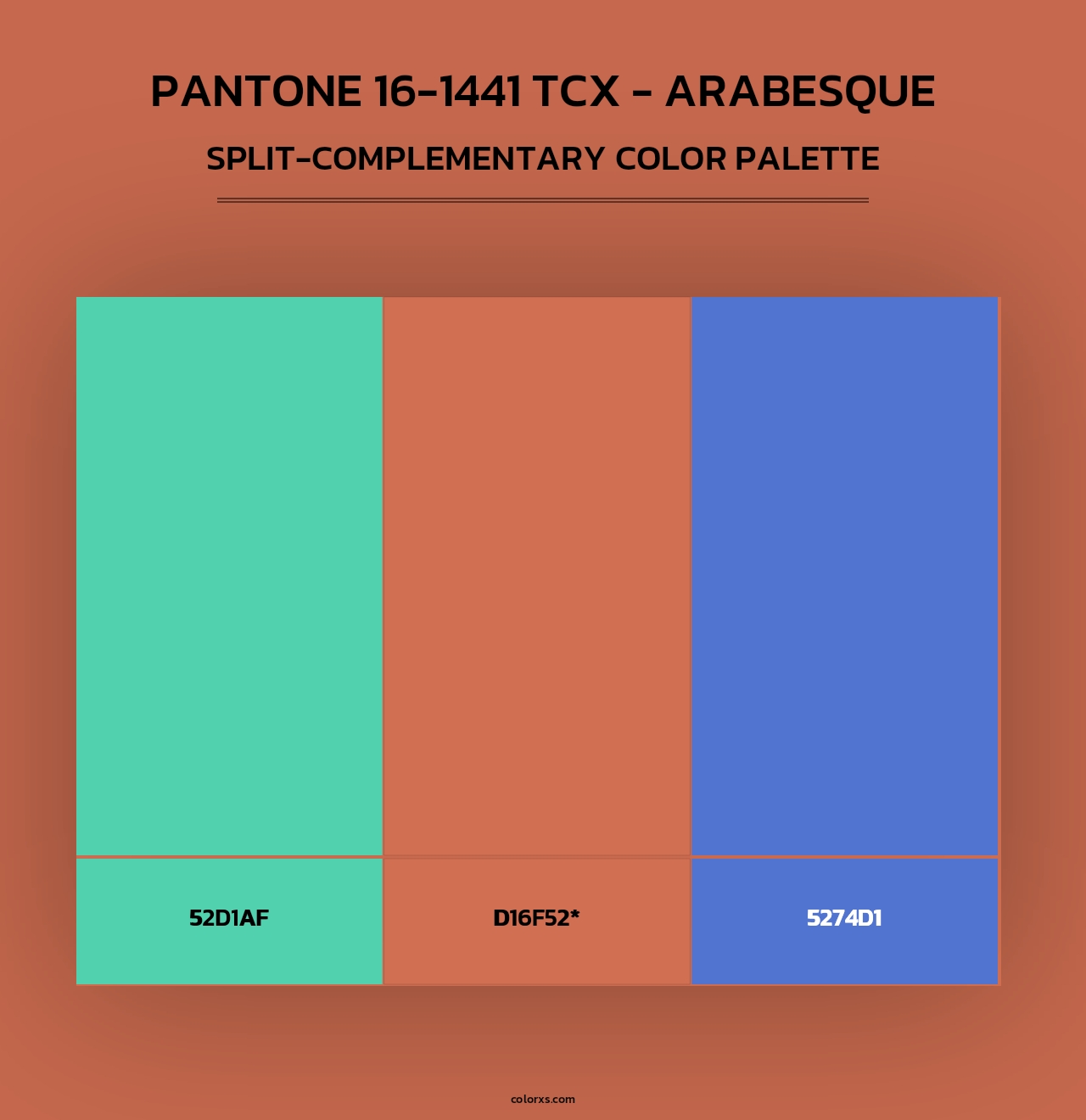 PANTONE 16-1441 TCX - Arabesque - Split-Complementary Color Palette