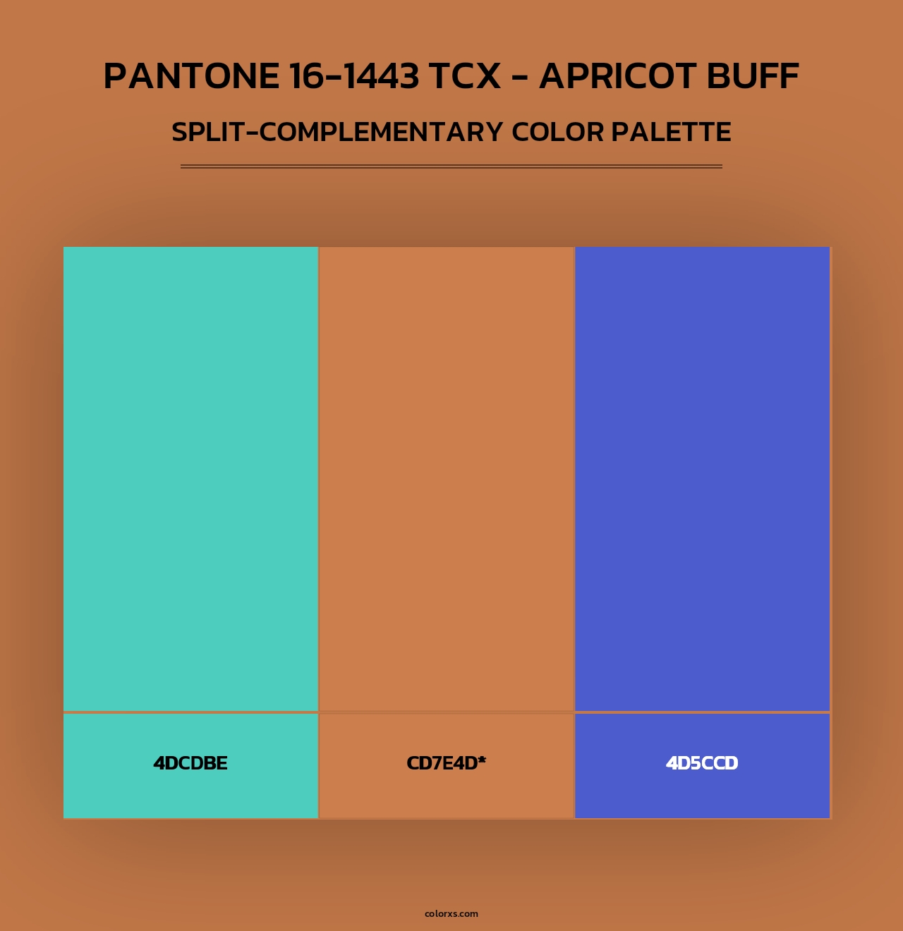 PANTONE 16-1443 TCX - Apricot Buff - Split-Complementary Color Palette