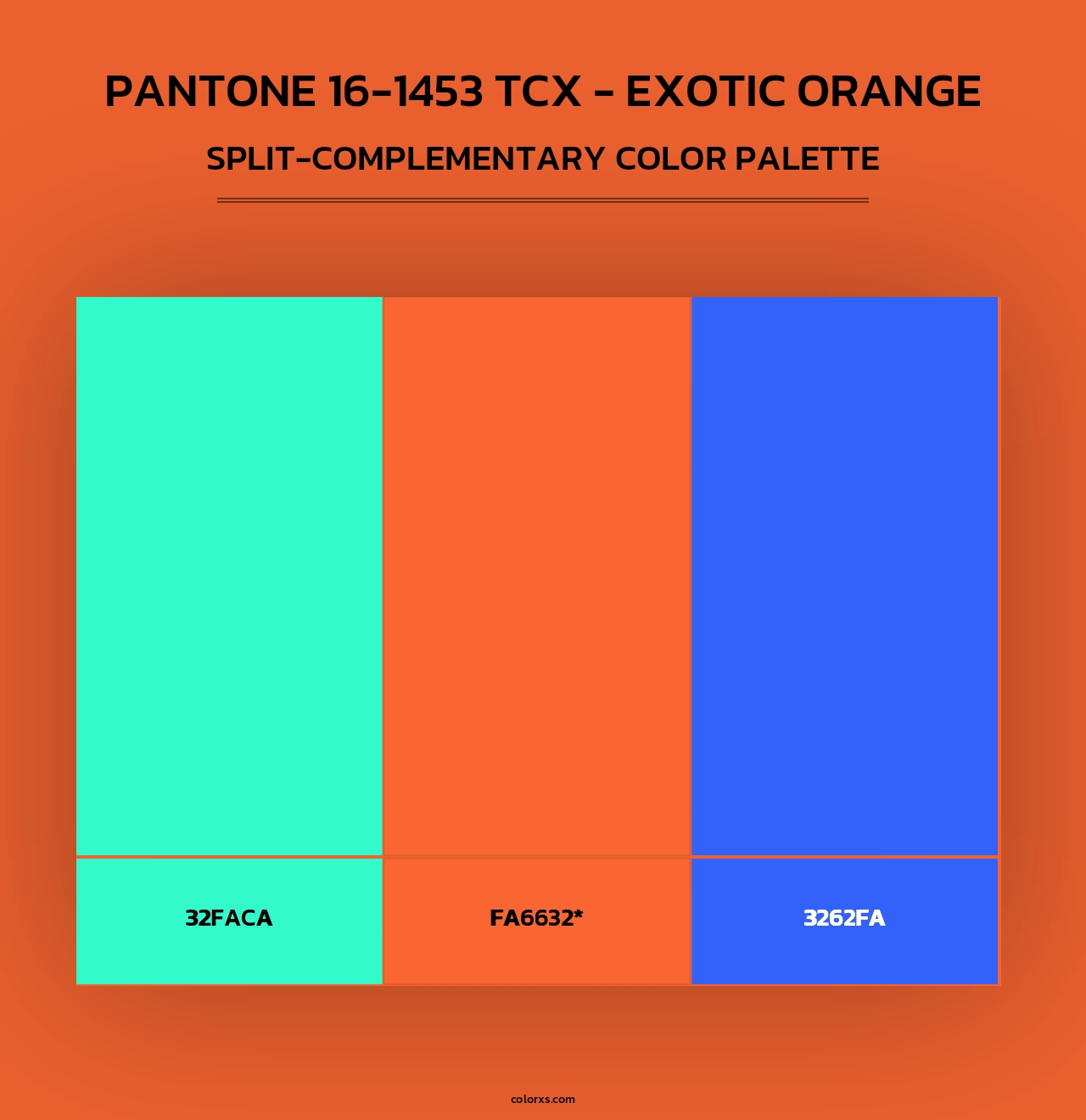 PANTONE 16-1453 TCX - Exotic Orange - Split-Complementary Color Palette