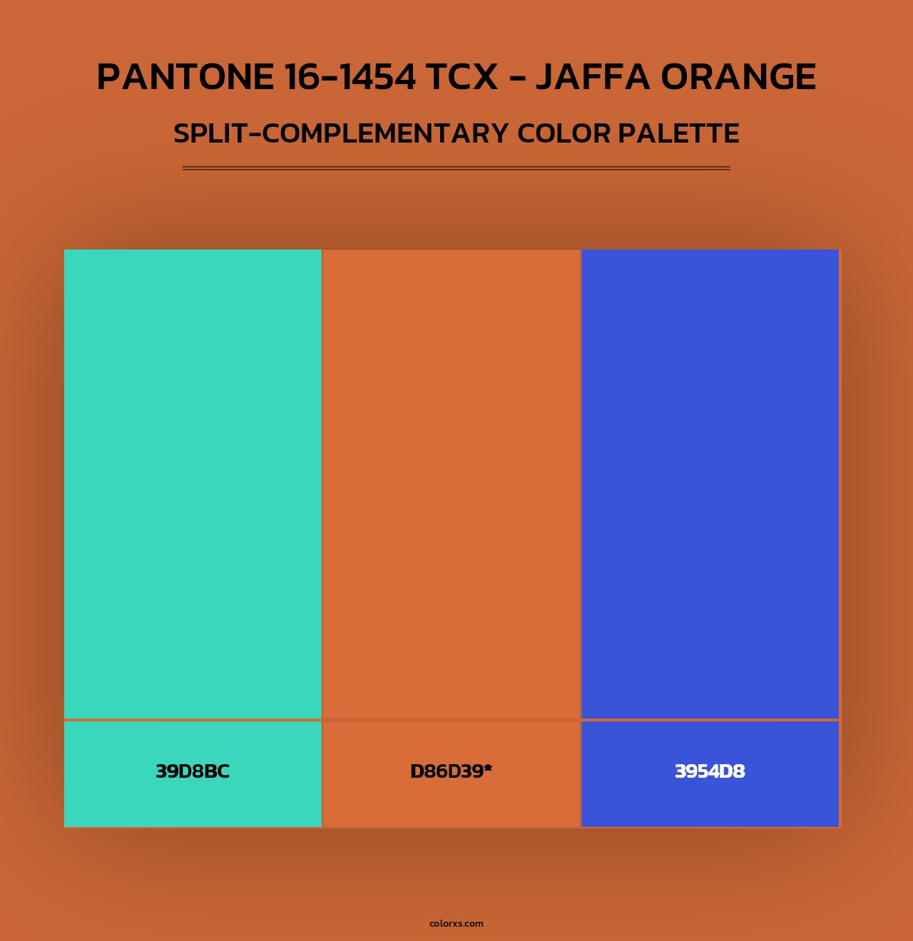 PANTONE 16-1454 TCX - Jaffa Orange - Split-Complementary Color Palette