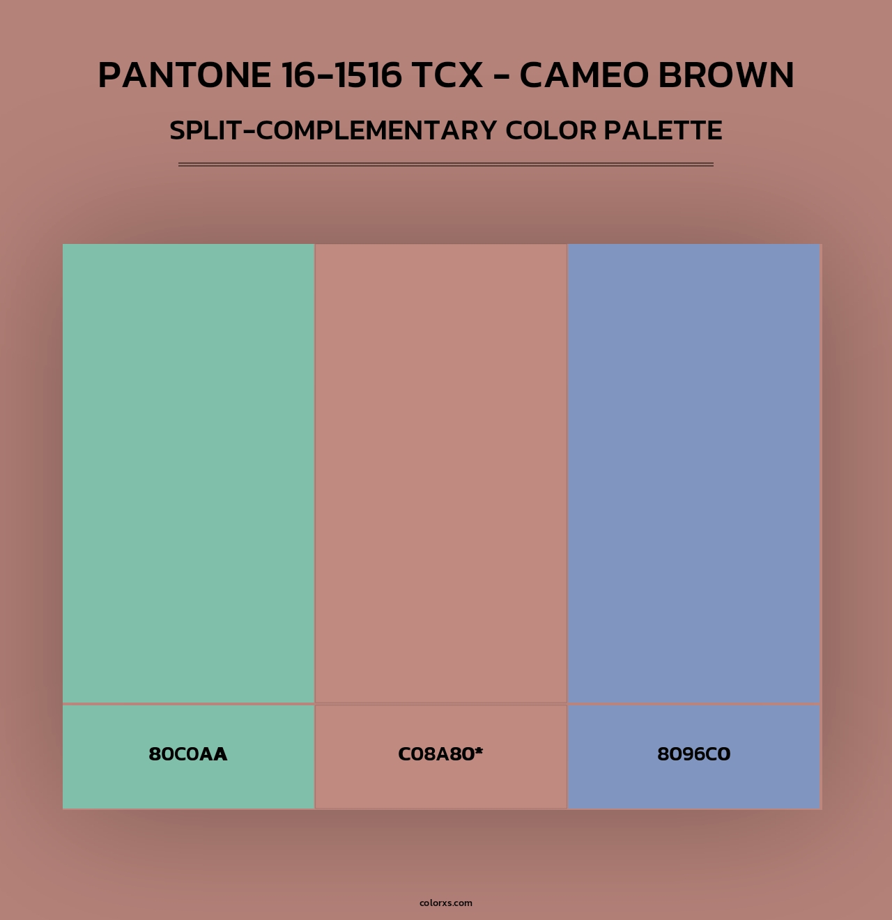 PANTONE 16-1516 TCX - Cameo Brown - Split-Complementary Color Palette