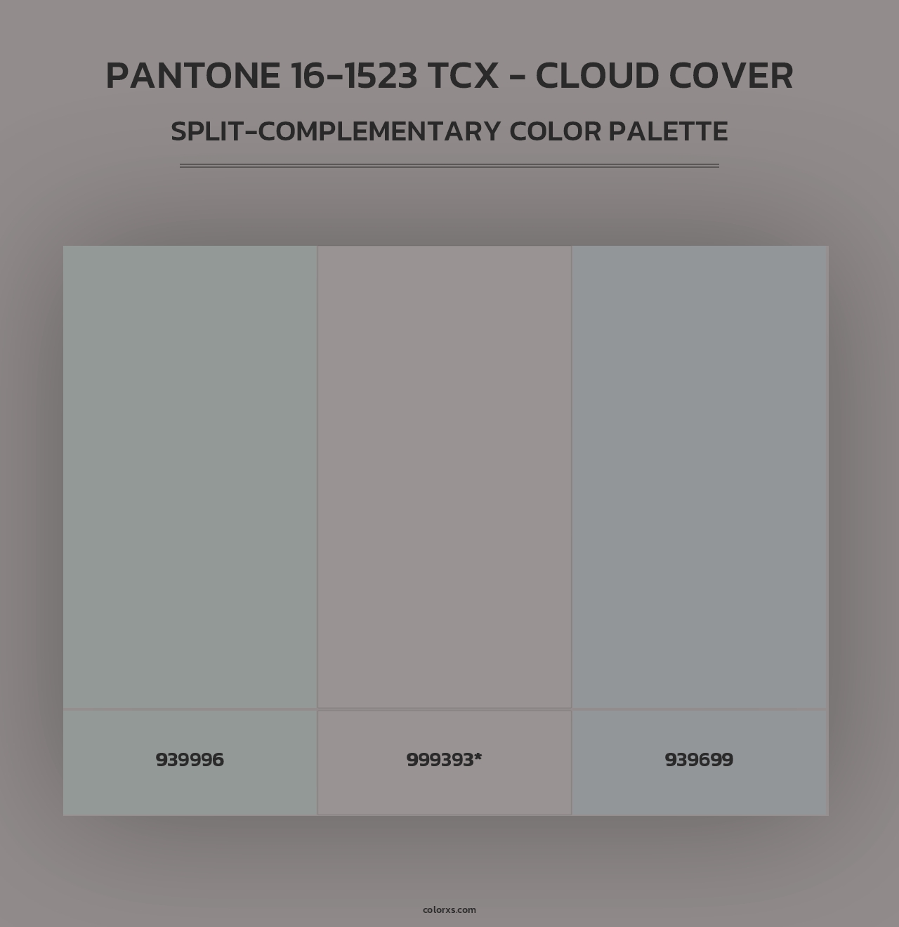 PANTONE 16-1523 TCX - Cloud Cover - Split-Complementary Color Palette