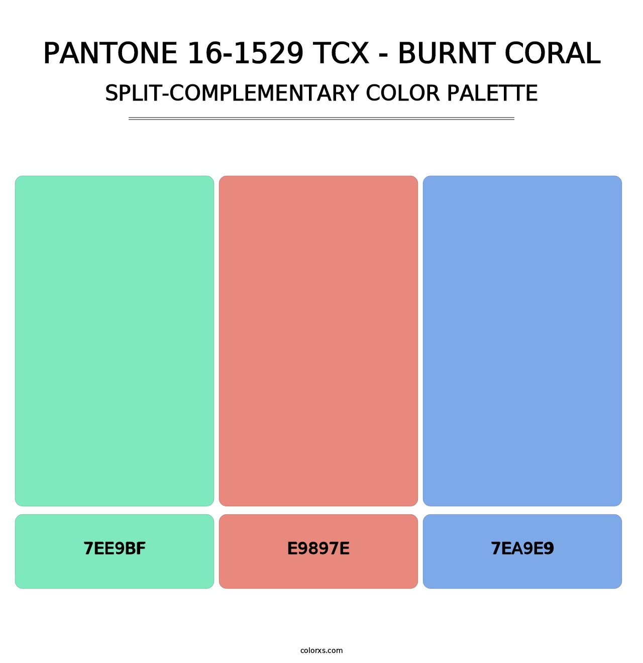 PANTONE 16-1529 TCX - Burnt Coral - Split-Complementary Color Palette