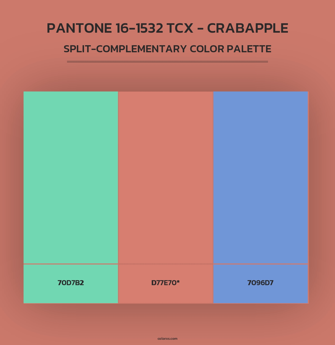 PANTONE 16-1532 TCX - Crabapple - Split-Complementary Color Palette