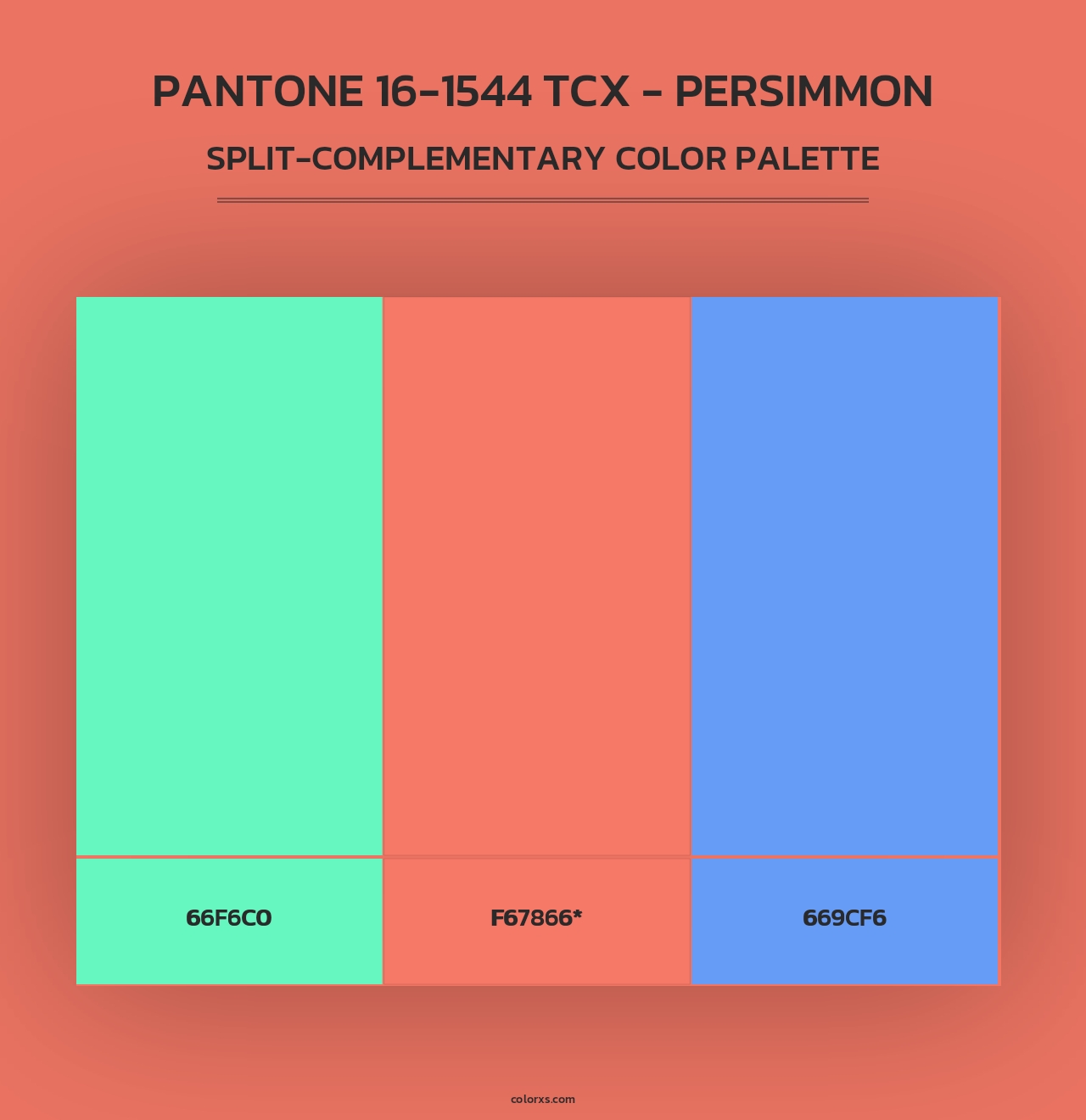 PANTONE 16-1544 TCX - Persimmon - Split-Complementary Color Palette