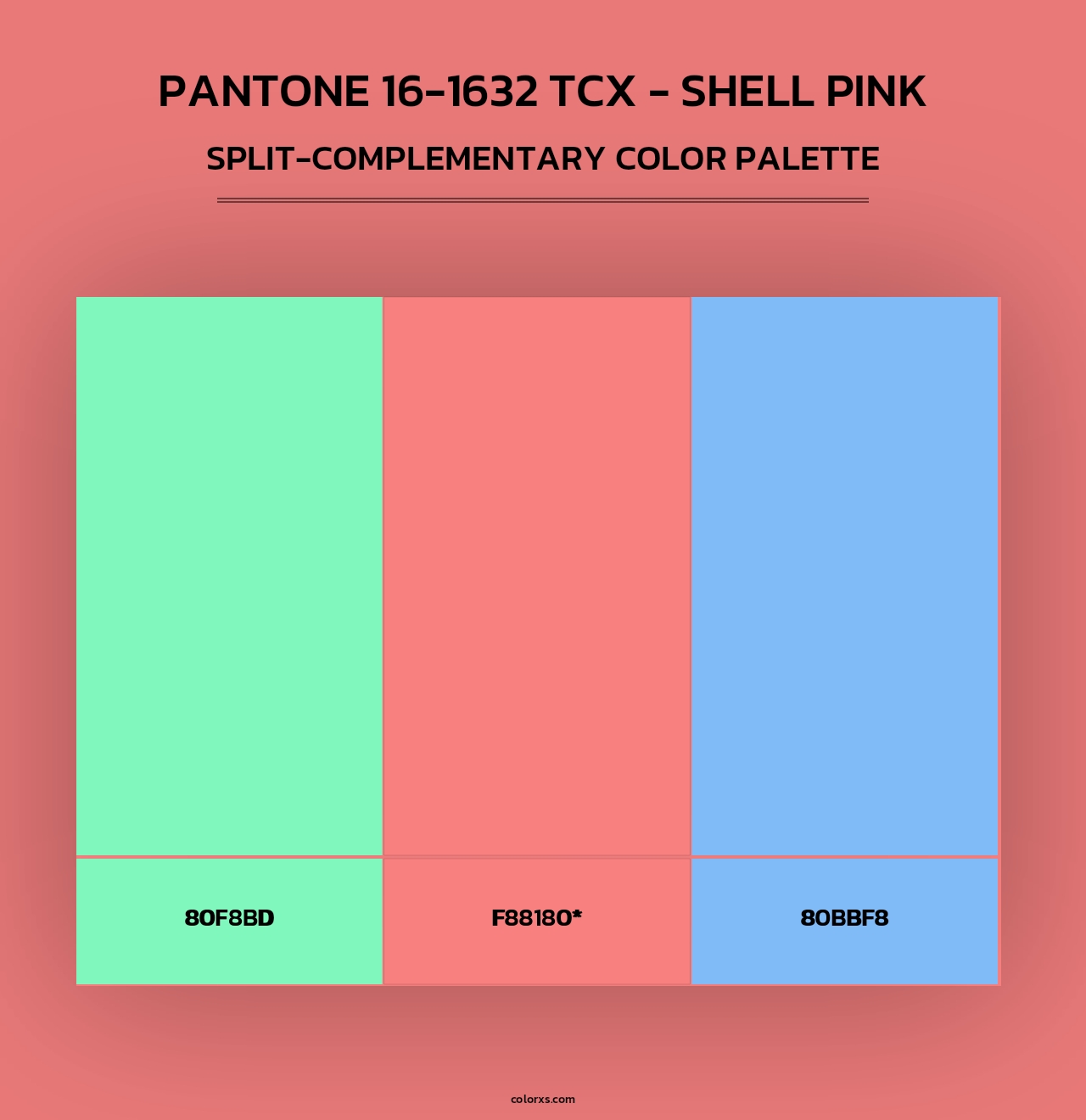 PANTONE 16-1632 TCX - Shell Pink - Split-Complementary Color Palette
