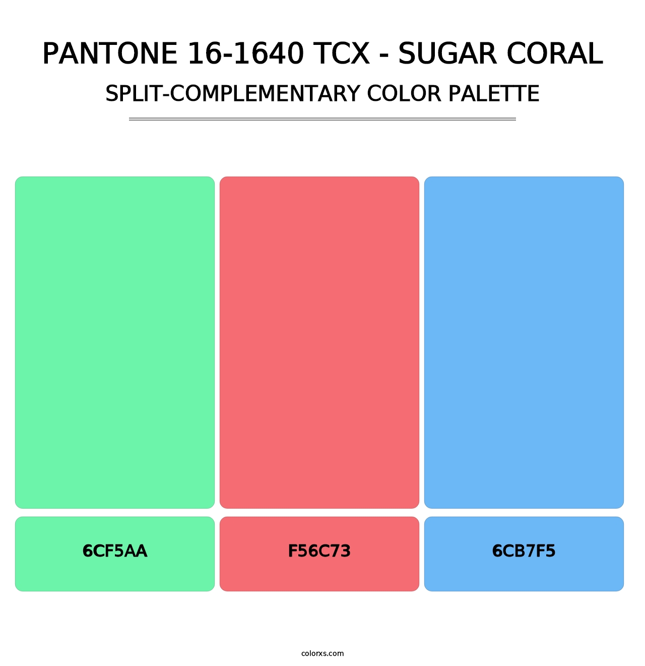 PANTONE 16-1640 TCX - Sugar Coral - Split-Complementary Color Palette