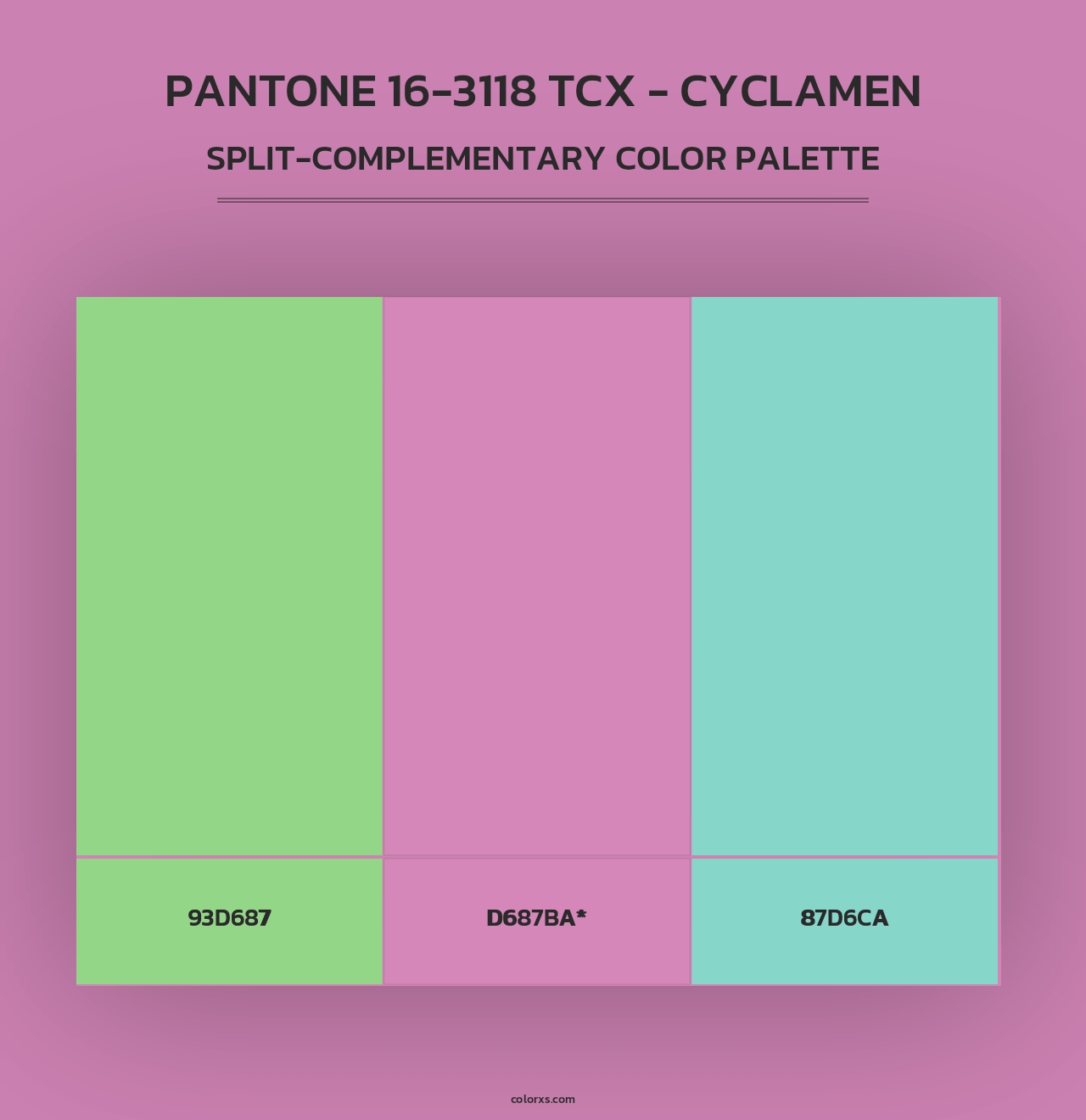 PANTONE 16-3118 TCX - Cyclamen - Split-Complementary Color Palette