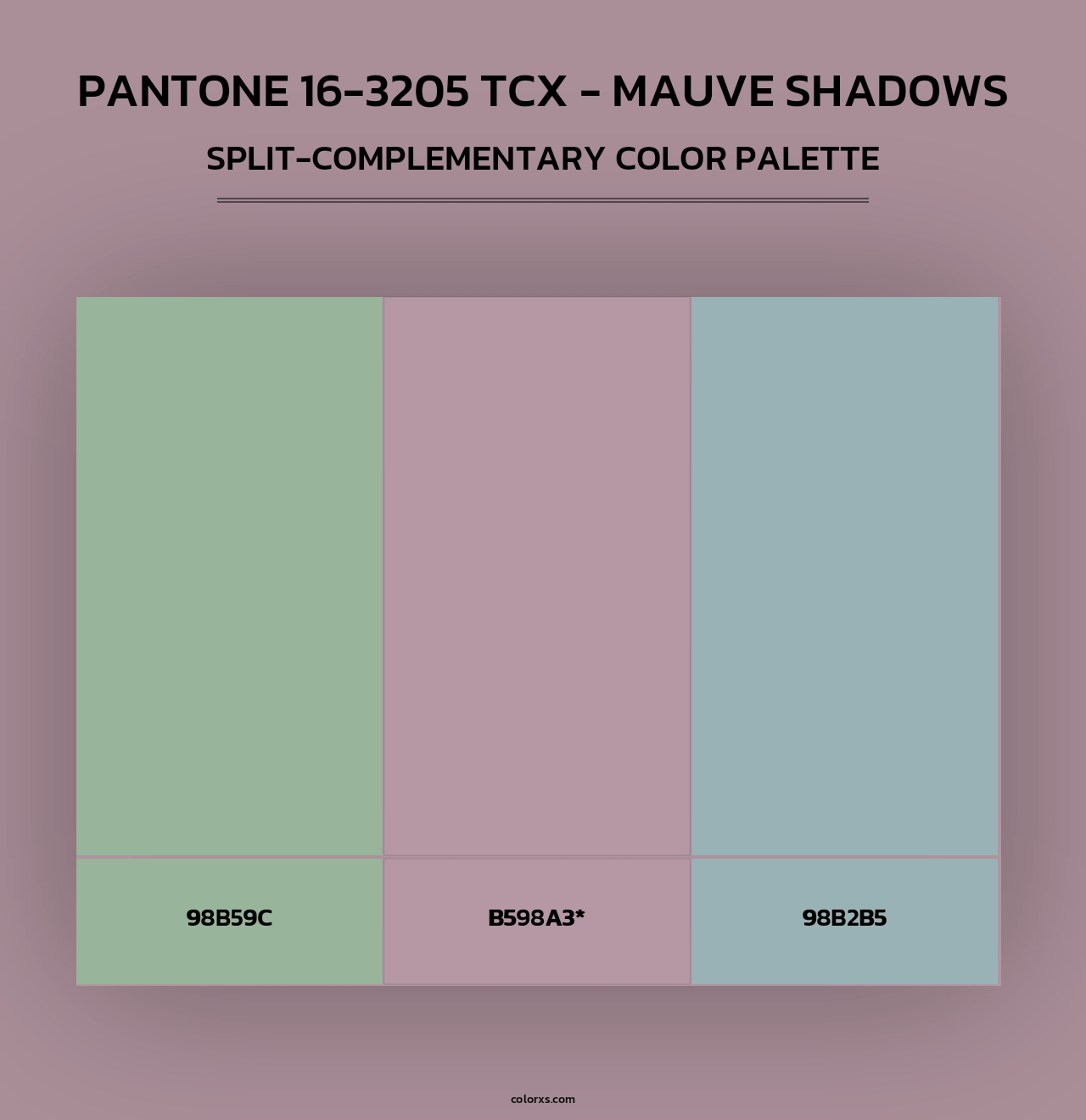 PANTONE 16-3205 TCX - Mauve Shadows - Split-Complementary Color Palette