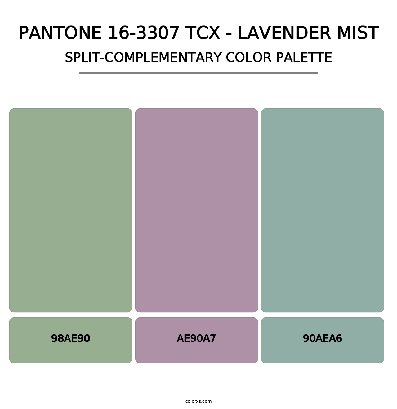 PANTONE 16-3307 TCX - Lavender Mist - Split-Complementary Color Palette