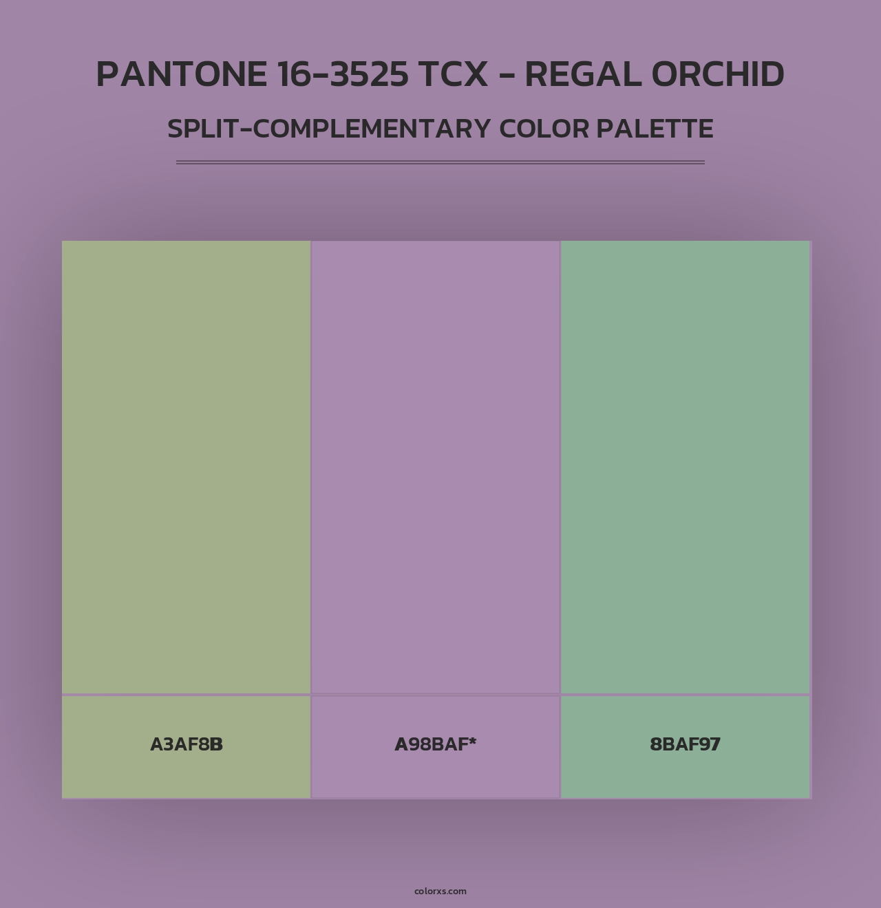 PANTONE 16-3525 TCX - Regal Orchid - Split-Complementary Color Palette