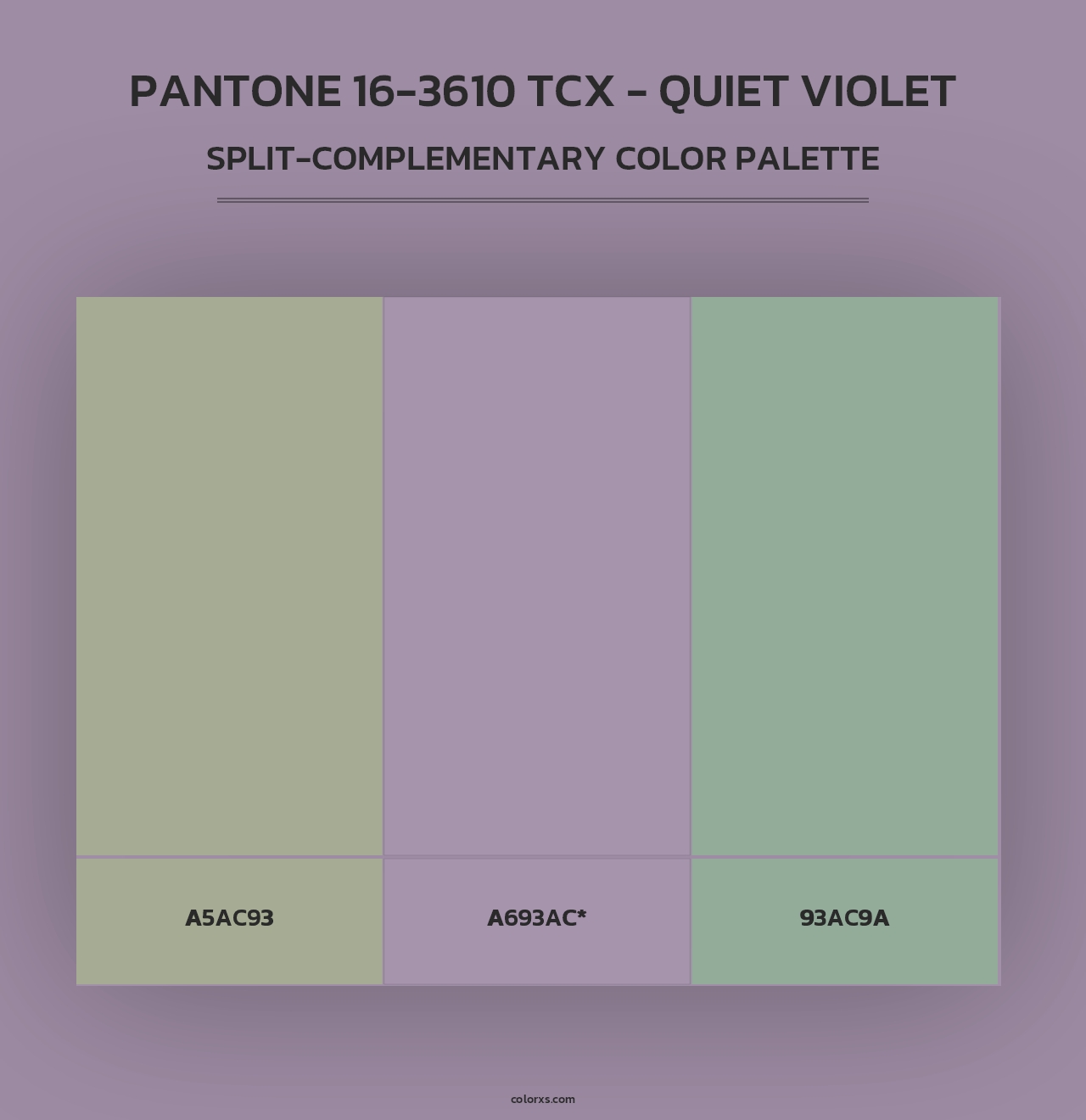 PANTONE 16-3610 TCX - Quiet Violet - Split-Complementary Color Palette