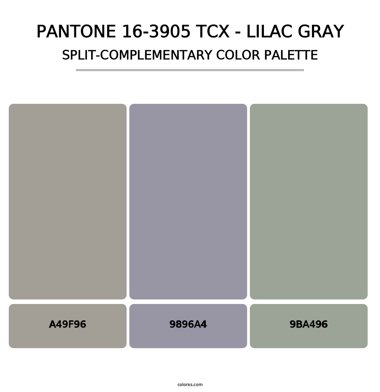 PANTONE 16-3905 TCX - Lilac Gray - Split-Complementary Color Palette