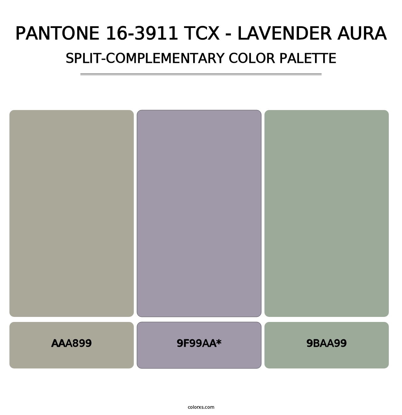 PANTONE 16-3911 TCX - Lavender Aura - Split-Complementary Color Palette