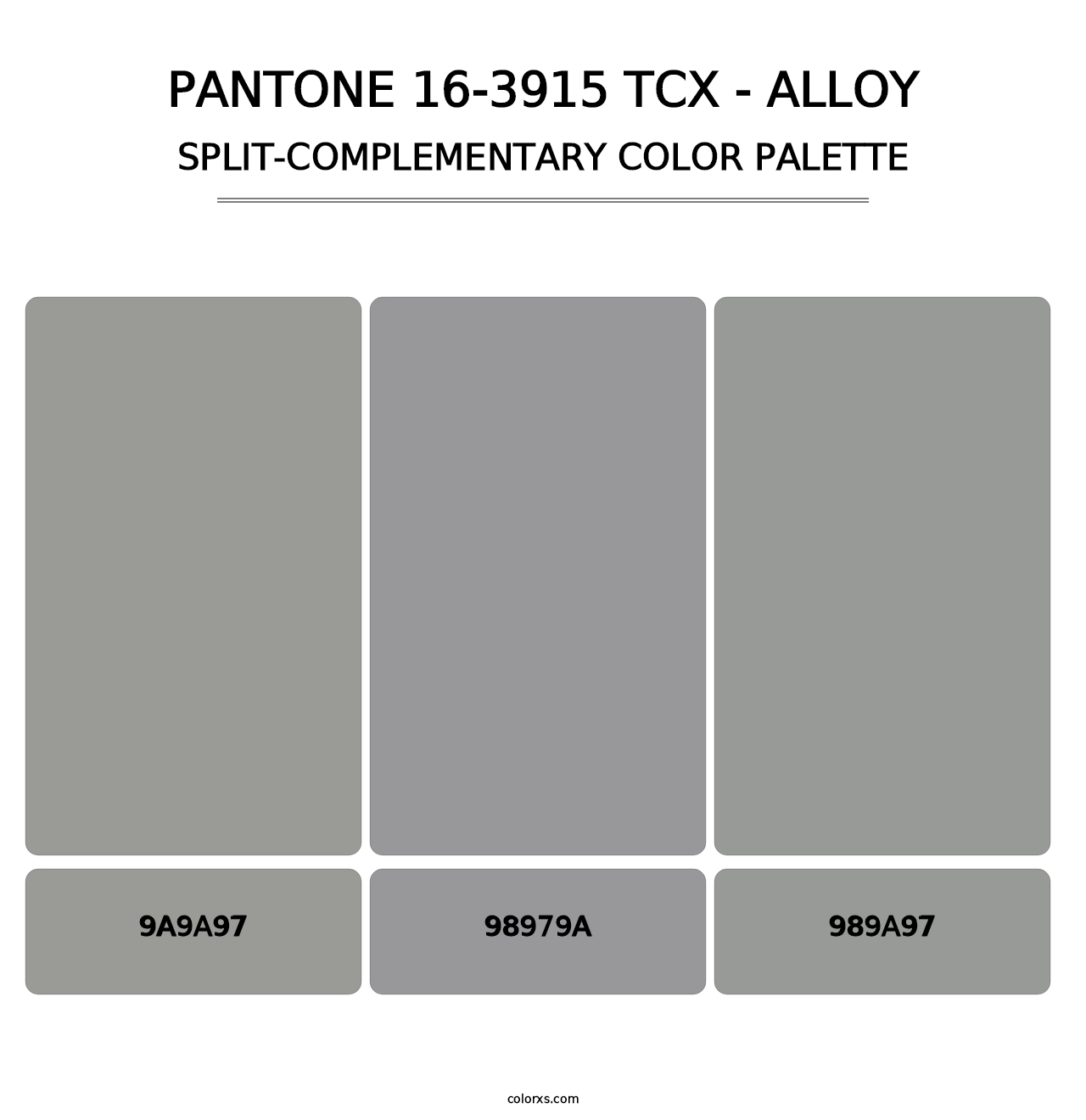 PANTONE 16-3915 TCX - Alloy - Split-Complementary Color Palette
