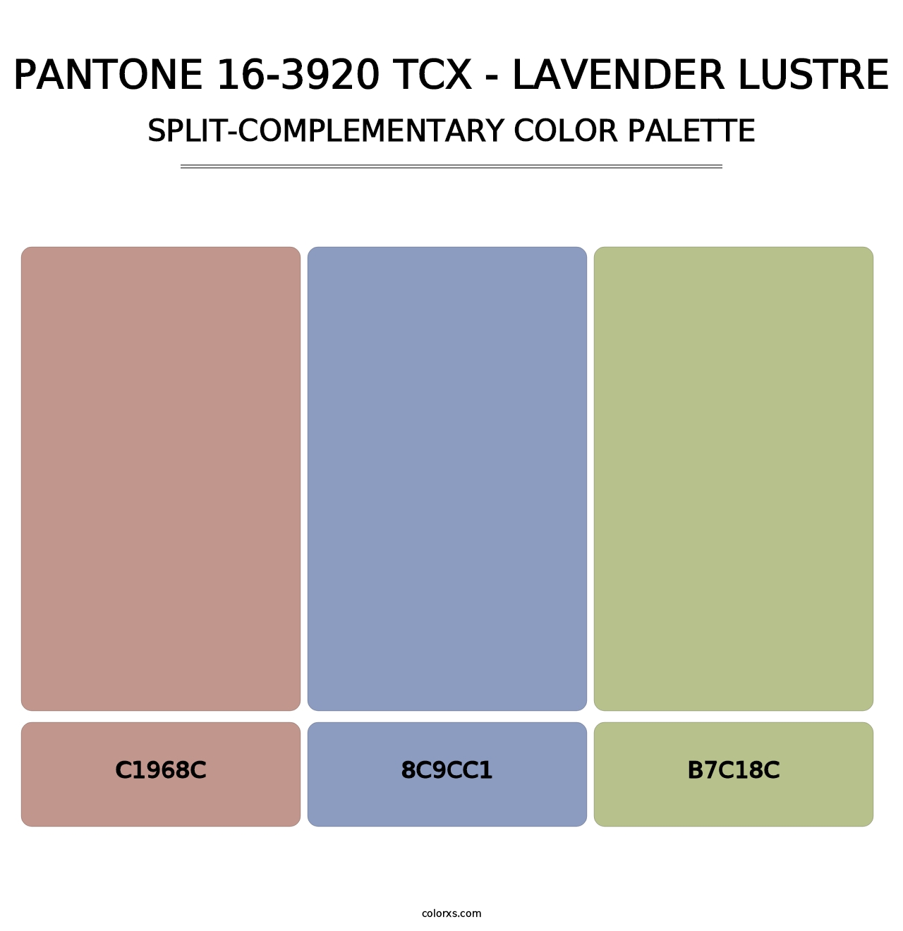 PANTONE 16-3920 TCX - Lavender Lustre - Split-Complementary Color Palette