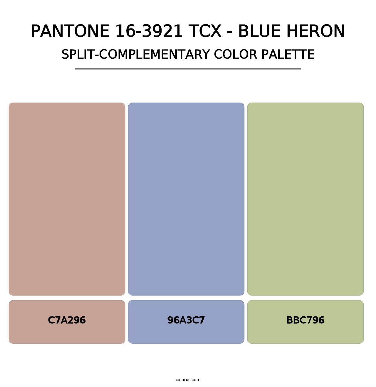 PANTONE 16-3921 TCX - Blue Heron - Split-Complementary Color Palette
