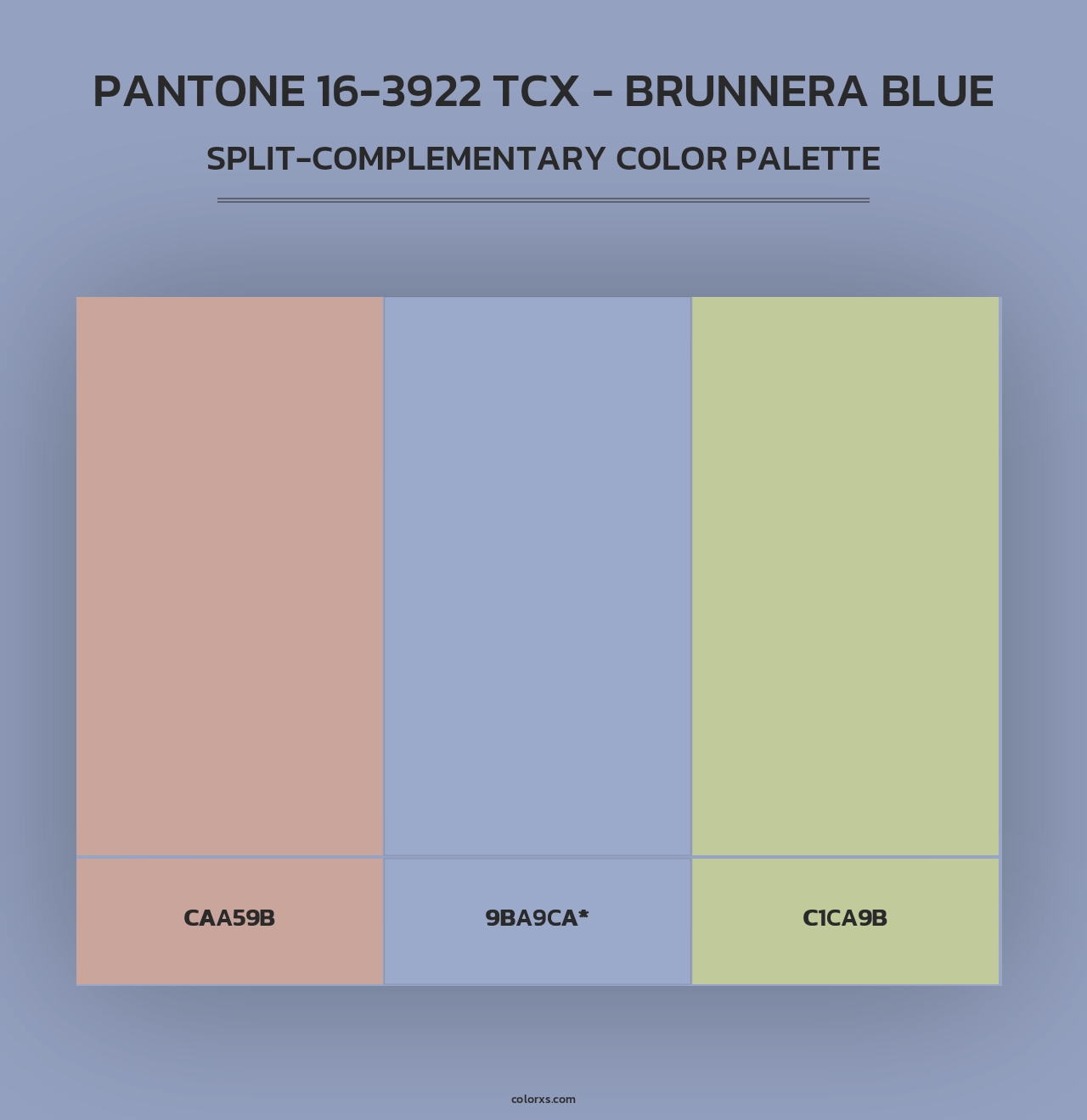 PANTONE 16-3922 TCX - Brunnera Blue - Split-Complementary Color Palette