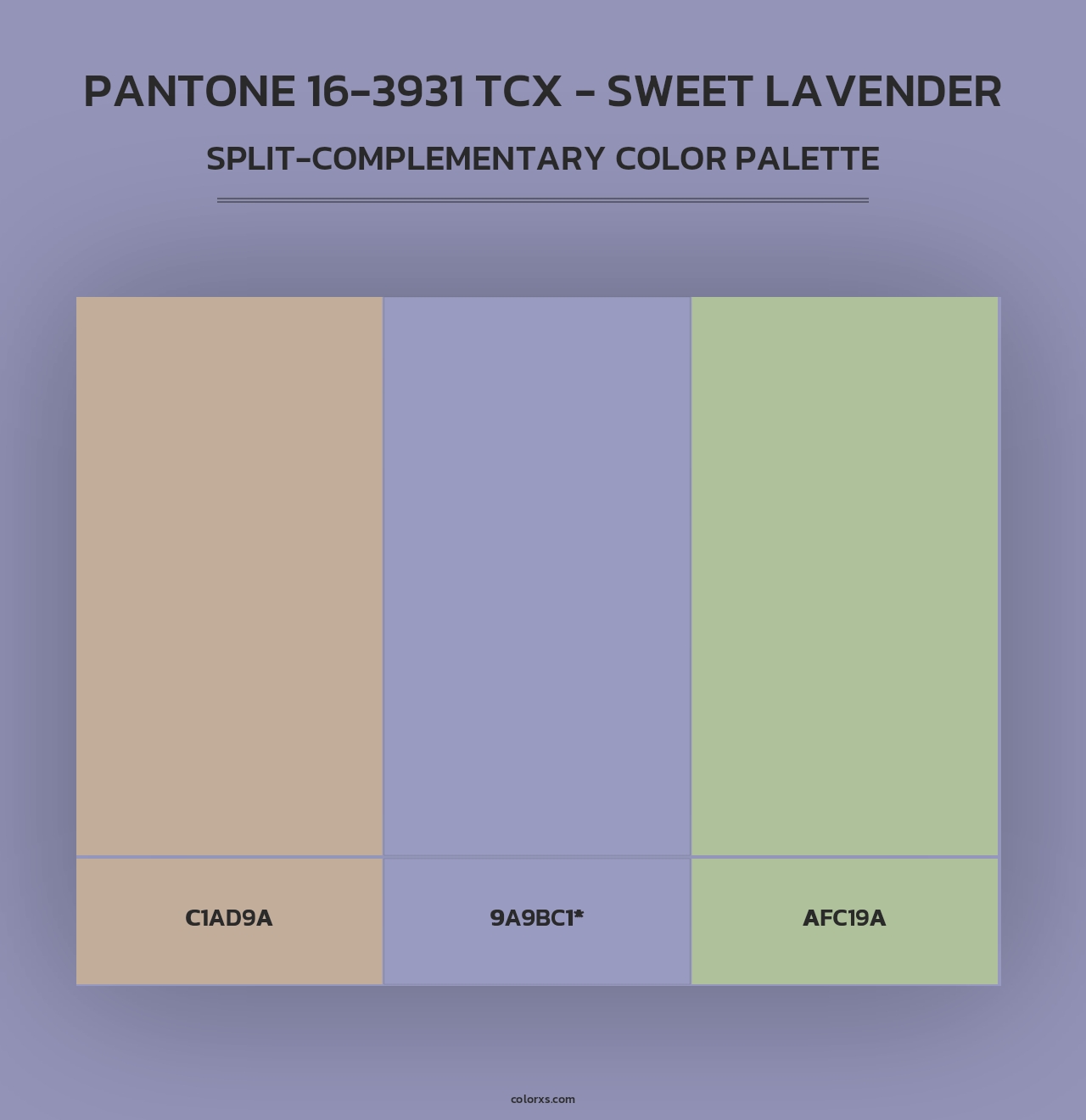 PANTONE 16-3931 TCX - Sweet Lavender - Split-Complementary Color Palette