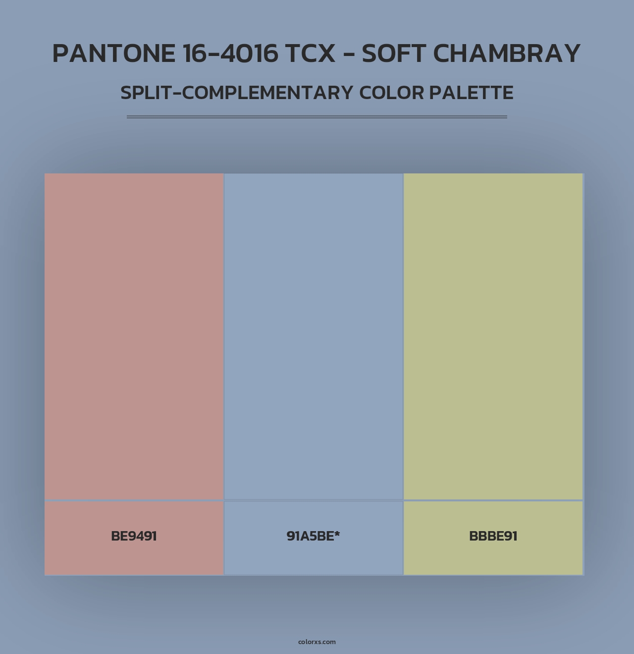 PANTONE 16-4016 TCX - Soft Chambray - Split-Complementary Color Palette