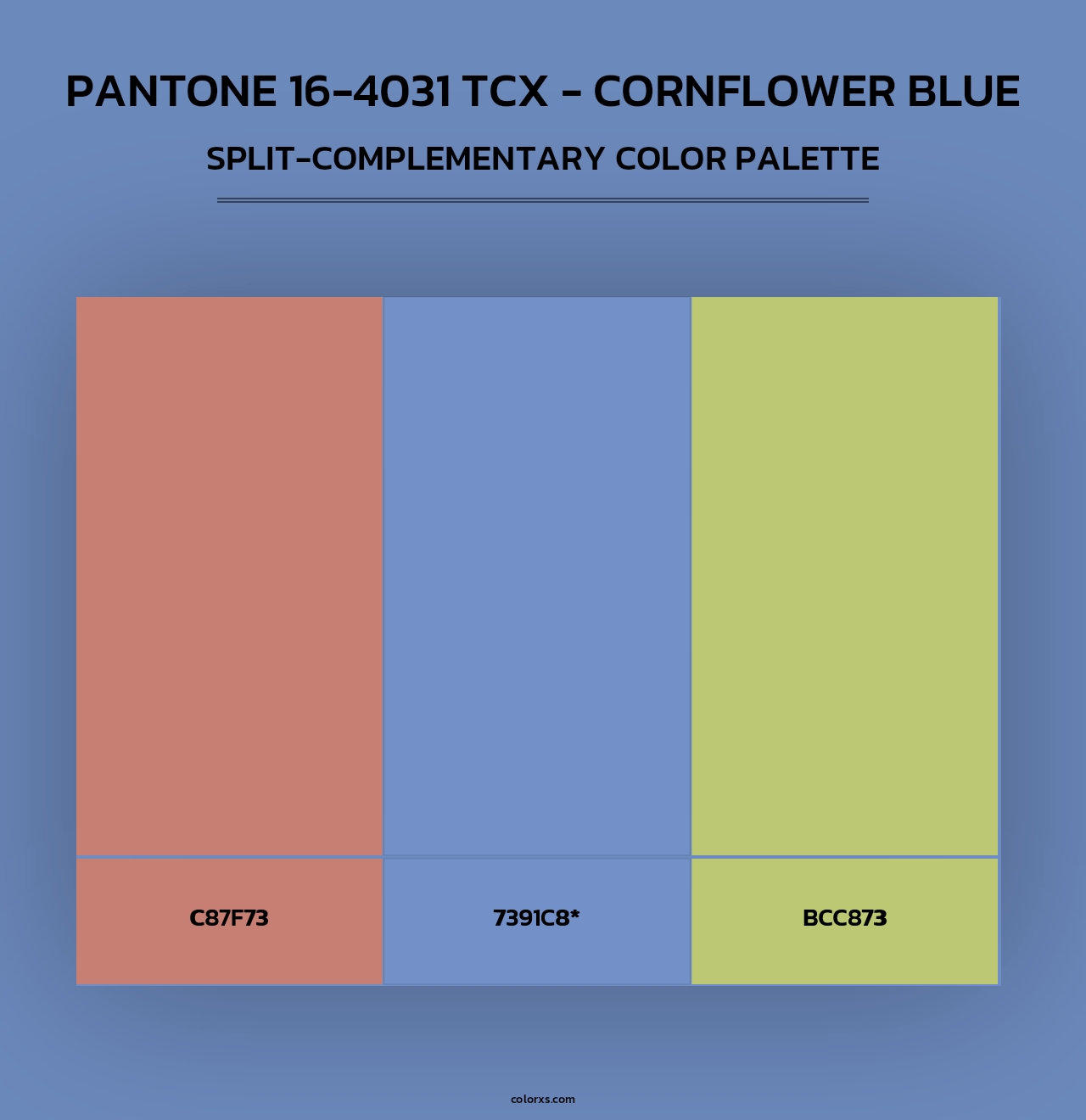 PANTONE 16-4031 TCX - Cornflower Blue - Split-Complementary Color Palette