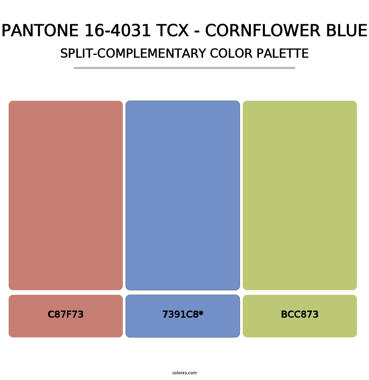 PANTONE 16-4031 TCX - Cornflower Blue - Split-Complementary Color Palette
