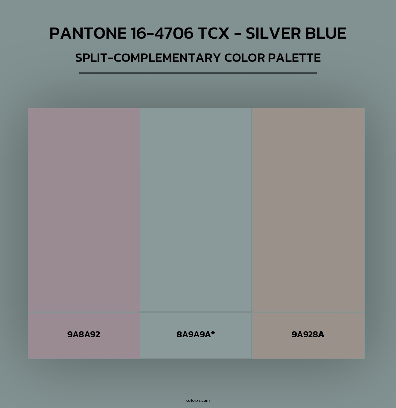 PANTONE 16-4706 TCX - Silver Blue - Split-Complementary Color Palette