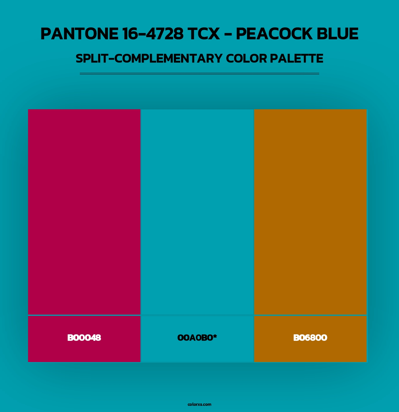 PANTONE 16-4728 TCX - Peacock Blue - Split-Complementary Color Palette