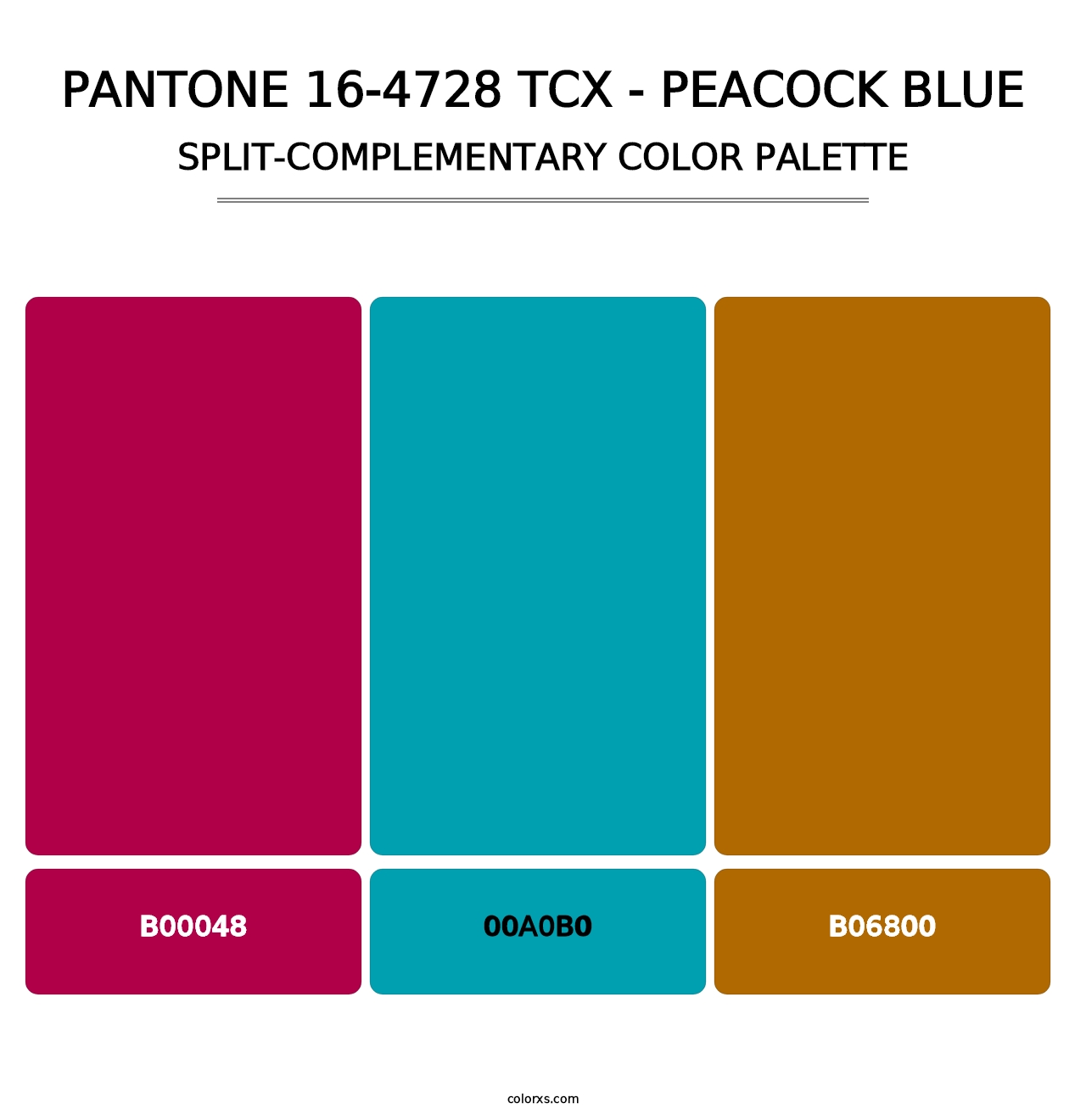 PANTONE 16-4728 TCX - Peacock Blue - Split-Complementary Color Palette