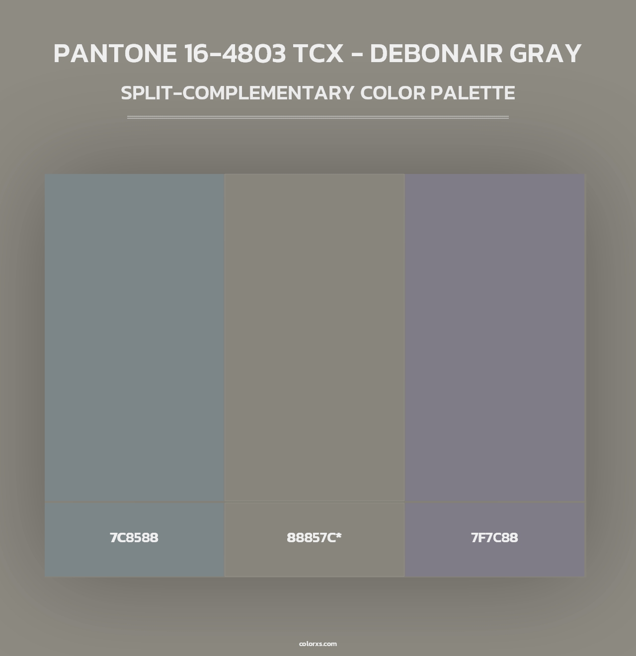 PANTONE 16-4803 TCX - Debonair Gray - Split-Complementary Color Palette